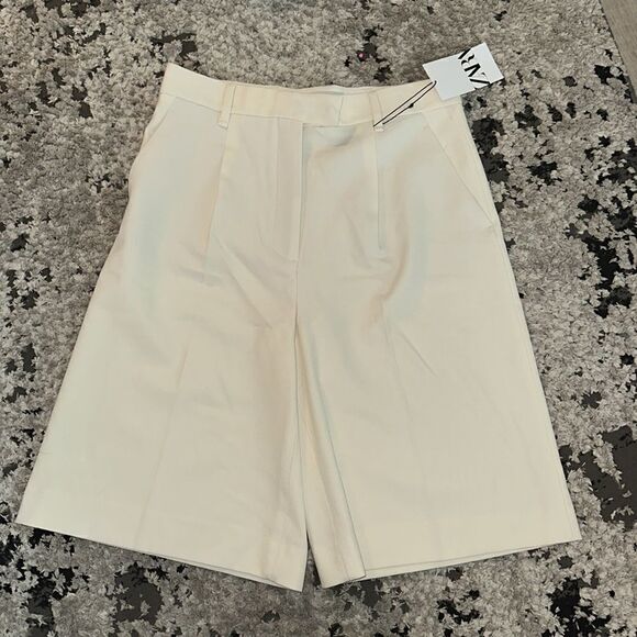 ZARA | Ecru | LONG PLEATED SHORTS - Picture 11 of 11